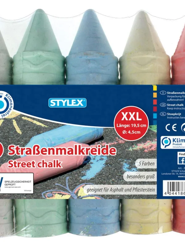 Prece Krīts asfalta XXL 5 krāsas 19.5cm D4.5cm Attēls