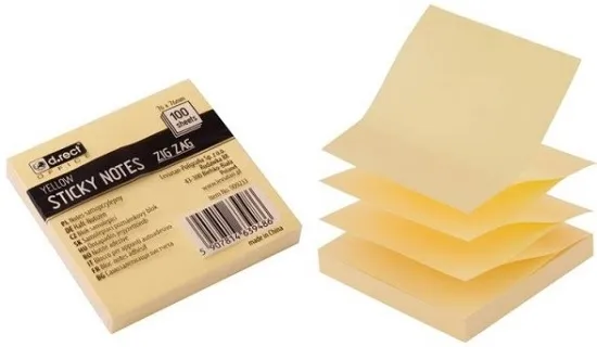 Prece Līmlapiņas 75x75mm 100lp dzeltenas zig-zag Attēls