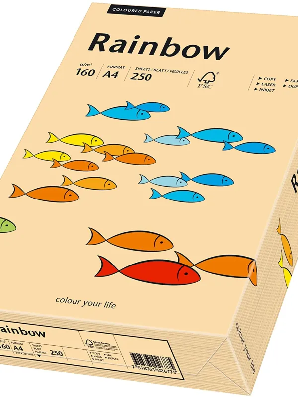 Prece Krāsains papīrs A4 Rainbow 160g, 250lp, Nr.40 (salmon) Attēls