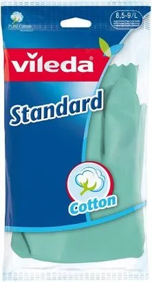 Prece Cimdi gumijas ar kokvilnas oderi Vileda Standard L=9 Attēls