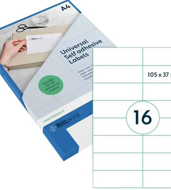 Prece Lāzeretiķetes 105x37mm A4 100lp Rillprint Attēls