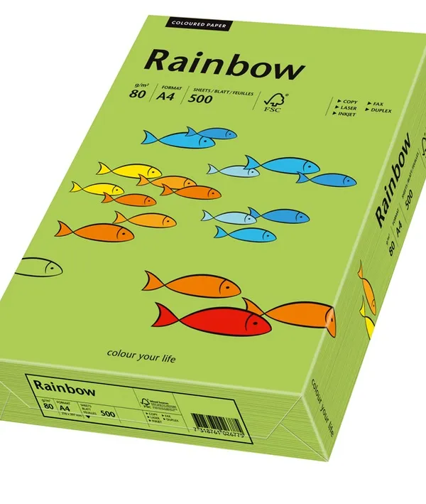 Prece Krāsains papīrs A4 Rainbow 80g, 500lp, Nr.76 zaļa Attēls