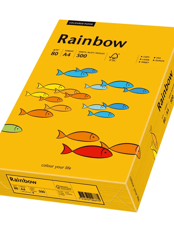 Prece Krāsains papīrs A4 Rainbow 80g, 500lp, Nr.22 medium orange Attēls