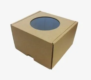 Prece Gofrēta kartona kaste ar apaļo logu 120x120x80mm Attēls