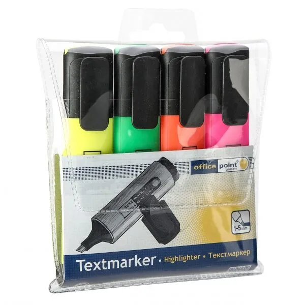 Prece Teksta marķieru komplekts Office Point 1-5mm 4 krāsas Attēls