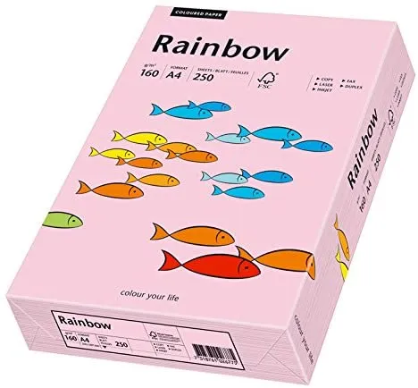 Prece Krāsains papīrs A4 Rainbow 80g, 500lp, Nr.54 gaiši rozā Attēls