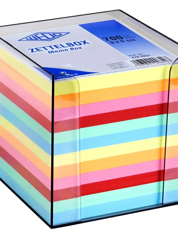 Prece Papīrs piezīmju 9x9cm krāsains kastē Wedo Attēls
