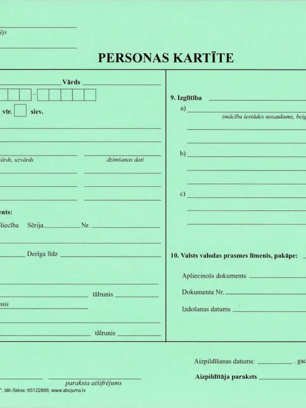 Prece Personas kartīte A4 Attēls