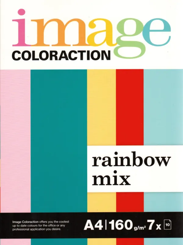 Prece Krāsains papīrs A4 Image Coloraction brilliant mix 160g, 7 krāsas x 10 loksnes Attēls