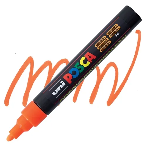 Prece Marķieris uz ūdens bāzes uni POSCA PC-5M, fluor. oranžs F4 Attēls