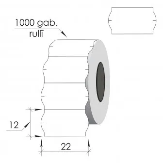 Prece Marķēšanas uzlīmes 22x12mm balta (1 r.),rullī 1000gab. Attēls