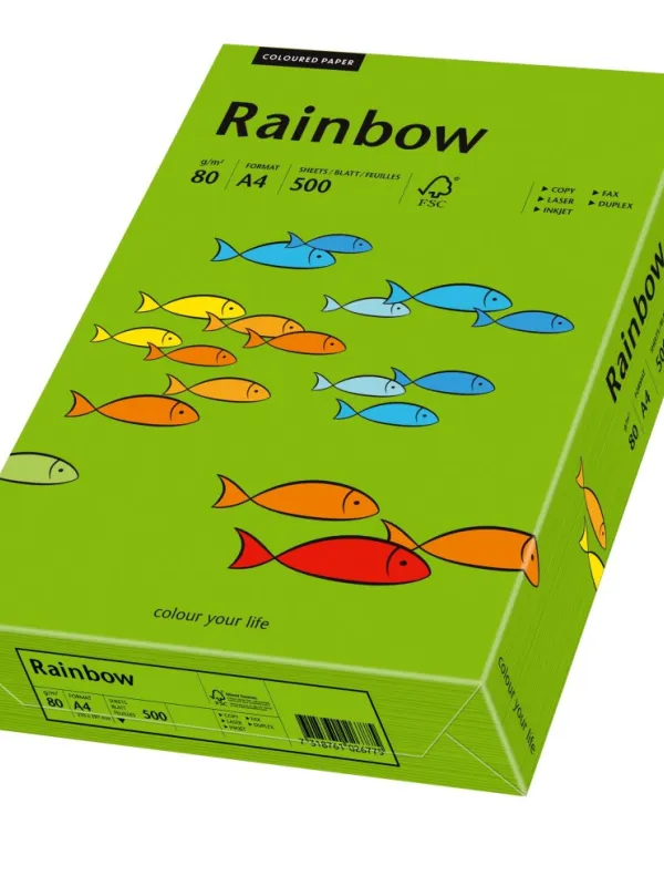 Prece Krāsains papīrs A4 Rainbow 80g, 500lp, Nr.78 intensīvi zaļa Attēls