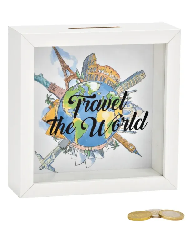 Prece Krājkase 15x15x15cm Travel the World Attēls