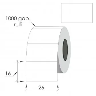 Prece Marķēšanas uzlīmes 26x16mm balta, kantaina, stipri līpoša Attēls
