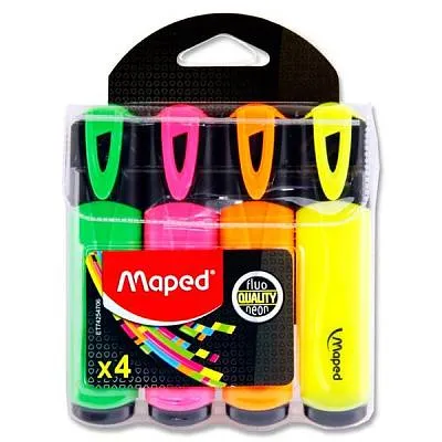 Prece Teksta marķieri 4 krāsas Maped Fluo Attēls