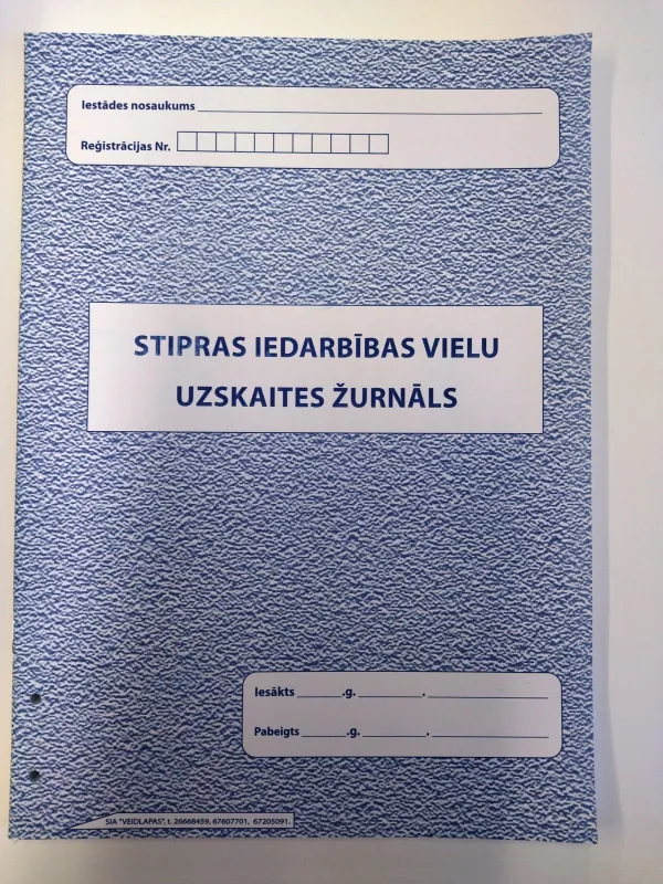 Prece Stipr. iedarb. vielu uzskaites žurnāls Attēls