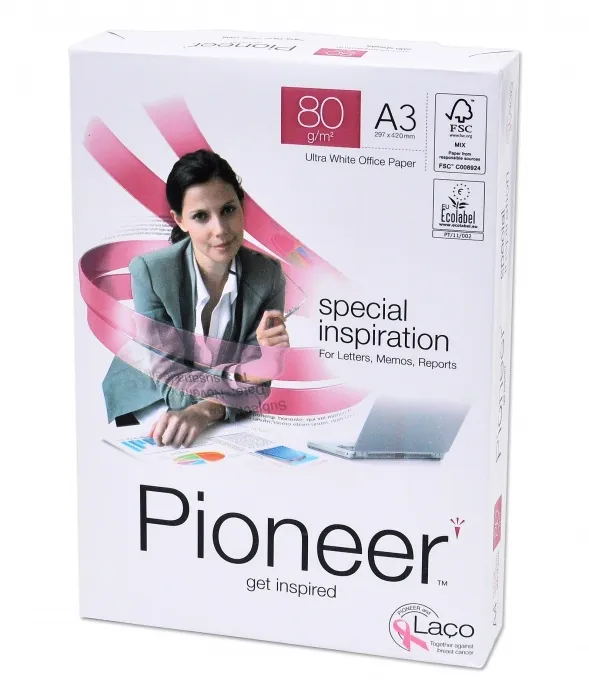Prece Papīrs balts A3 Pioneer 80g/m2, 500 loksnes Attēls