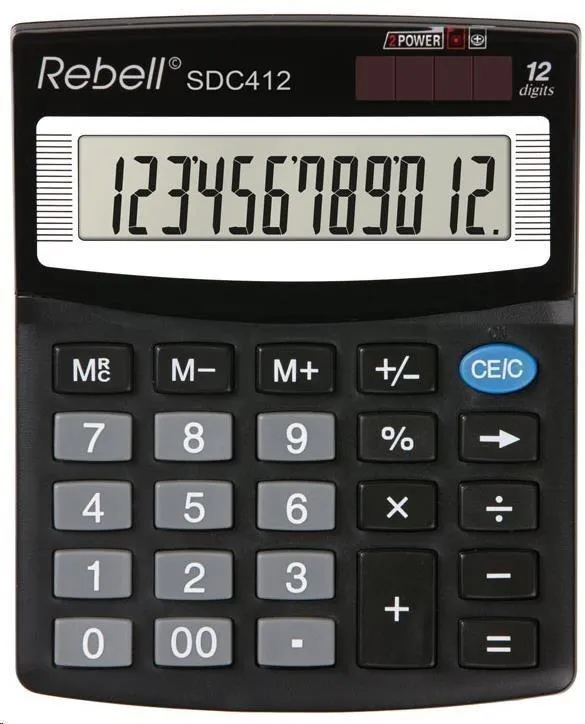 Prece Kalkulators 12 ciparu displejs SDC412 Rebell Attēls