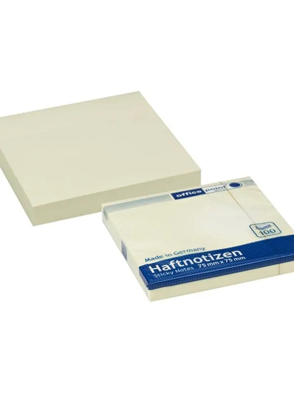 Prece Līmlapiņas Office Point 75x75mm 100lp gaiši dzeltenas Attēls