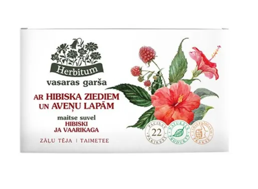 Prece Tēja Herbitum ar Hibiska zied. un aveņu lap. 1.5gx20gab. Attēls