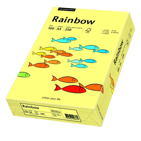 Prece Krāsains papīrs A4 Rainbow 160g, 250lp, Nr.12 light yellow Attēls