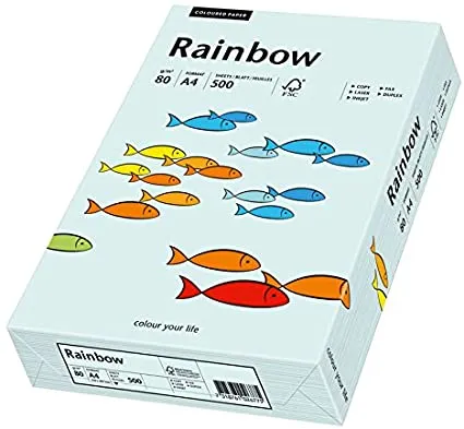 Prece Krāsains papīrs A4 Rainbow 80g, 500lp, Nr.82 gaiši zils Attēls