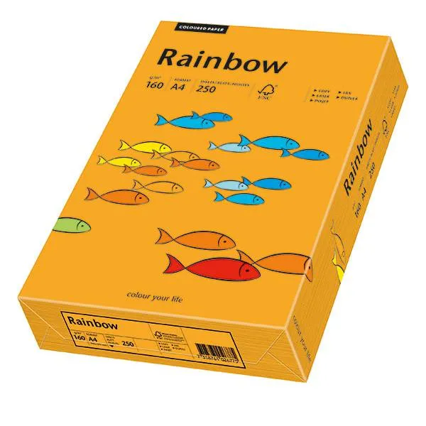 Prece Krāsains papīrs A4 Rainbow 160g, 250lp, Nr.24 orange Attēls