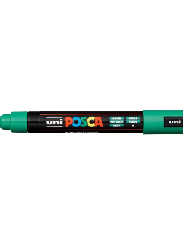 Prece Marķieris uz ūdens bāzes uni POSCA PC-5M, zaļš (6) Attēls