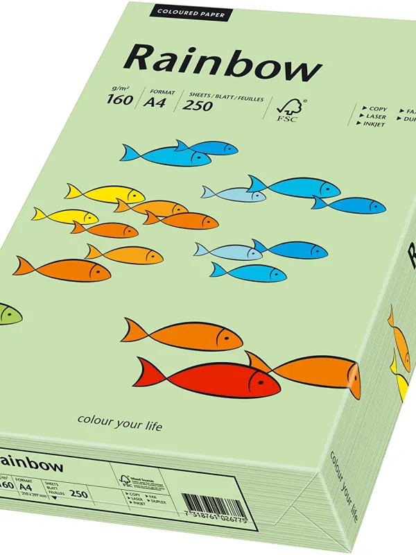 Prece Krāsains papīrs A4 Rainbow 80g, 500lp, Nr.75 vidēji zaļa Attēls