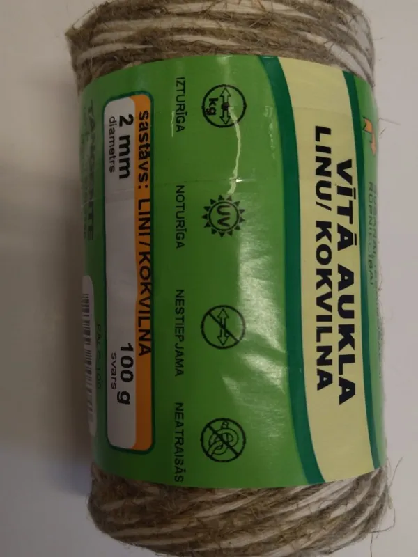Prece Aukla vītā kokvilnas 2mm 100g Attēls