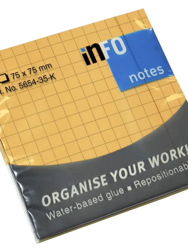 Prece Līmlapiņas 75x75mm Info rūtiņu oranžas Attēls