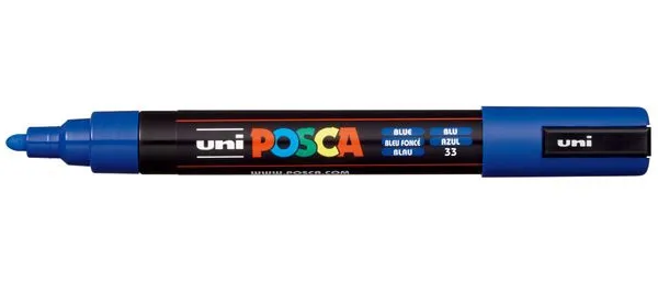 Prece Marķieris uz ūdens bāzes uni POSCA PC-5M, zils (33) Attēls