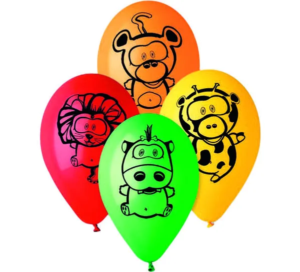 Prece Balons krāsaini ar dzīvnieu aplikācijām 6 gab. iepak. Attēls