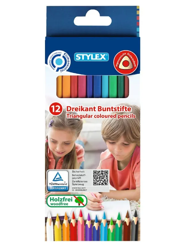 Prece Zīmuļi 12 krāsas trīsstūra Stylex Attēls