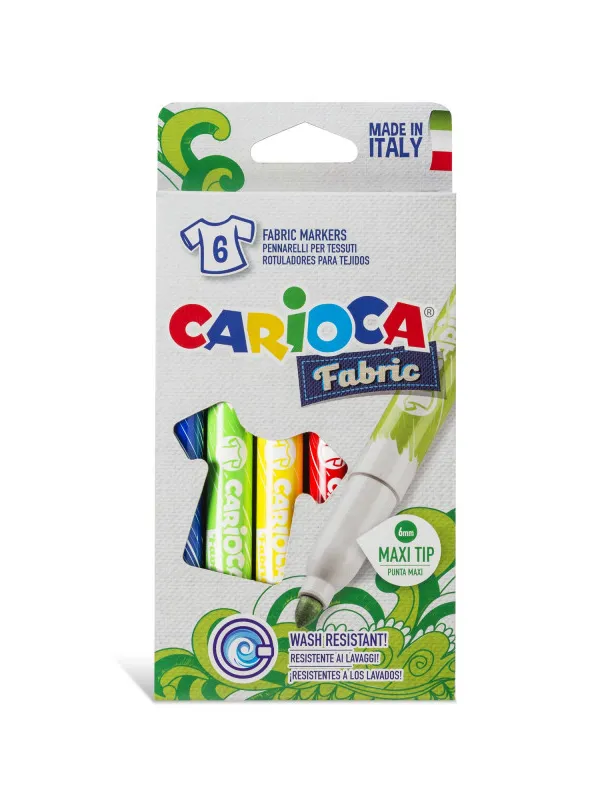 Prece Flomāsteri CARIOCA 6 krāsas, tekstilam Attēls