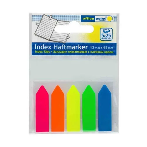 Prece Indeksi plastikāta 12mmx45mm,5X25, 5 krāsas Attēls