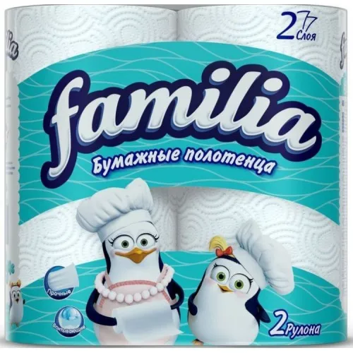 Prece Papīra dvieļi FAMILIA, 2kārtas, 2ruļļi Attēls