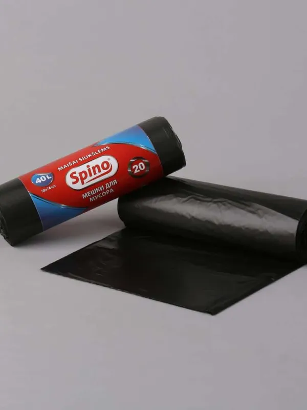 Prece Maisiņi atkritumu Spino melni 40L 20gb/rullī Attēls