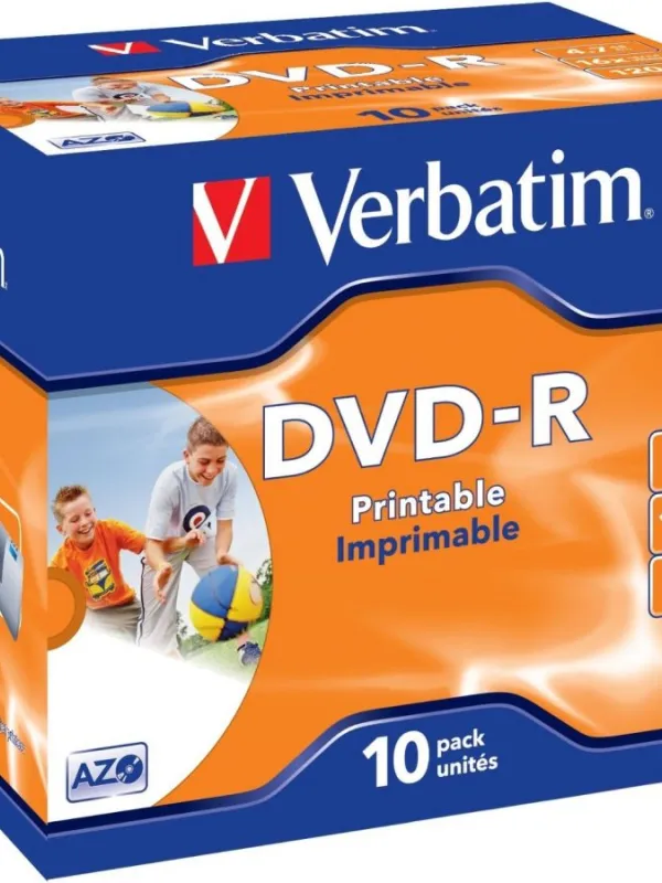 Prece Disks DVD-R Verbatim AZO 4.7GB 16x Printable10gab/iep vāciņā Attēls
