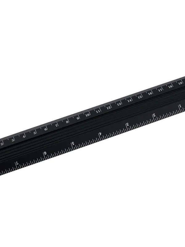 Prece Lineāls 20 cm, alumīnija, melns Attēls