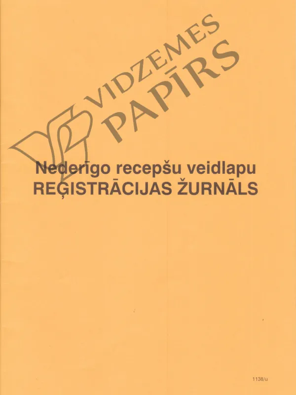 Prece Nederīgo recepšu veidlapu reģistrācijas žurnāls 1138/u Attēls