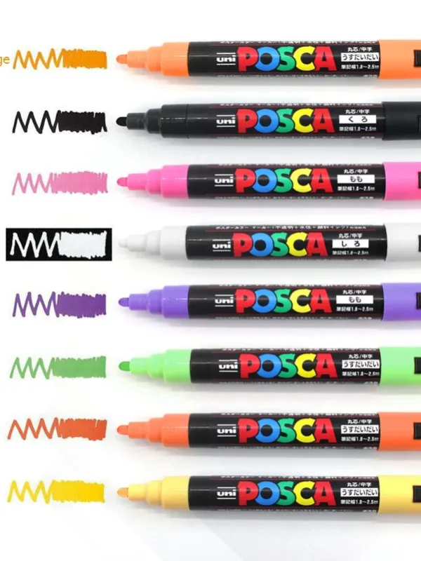Prece Marķieris Posca uz ūdens bāzes 1mm 8gab., Standart Attēls