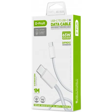 Prece Kabelis D-Fruit USB-C-USB-C, 1m, balts Attēls