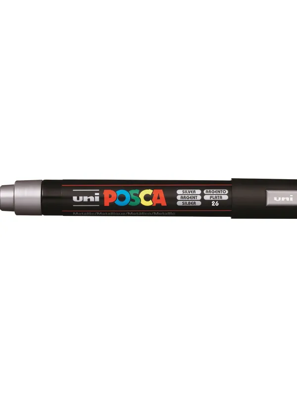 Prece Marķieris uz ūdens bāzes uni POSCA PC-5M, sudrabs (26) Attēls