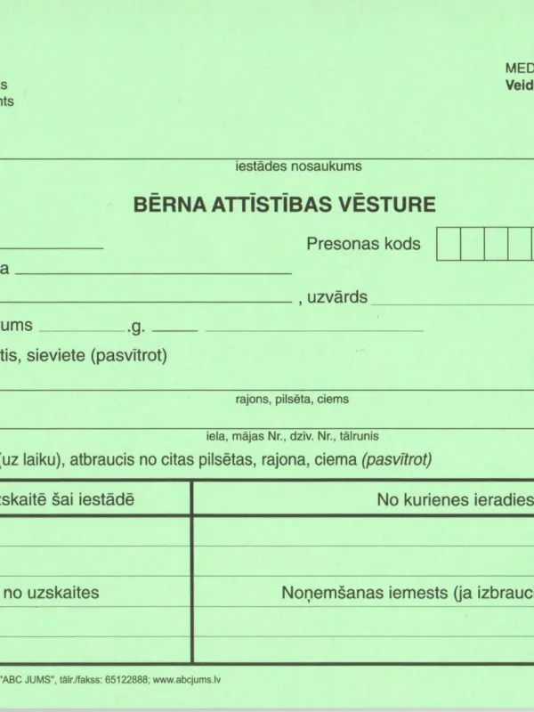 Prece Bērnu attīstības vēsture A5Ž Attēls