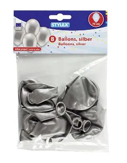 Prece Balons krāsains sudraba 8, 75 cm iepak. Attēls