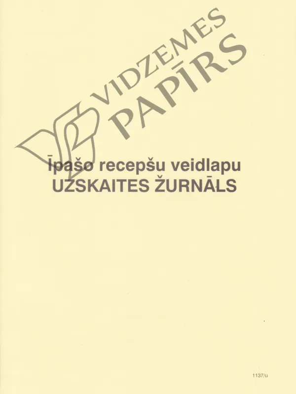 Prece Īpašo recepšu veidlapu uzskaites žurnāls 1137/u Attēls