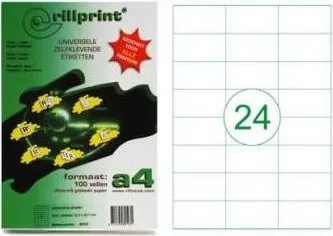 Prece Lāzeretiķetes 70x37mm A4 Rillprint 100lp Attēls