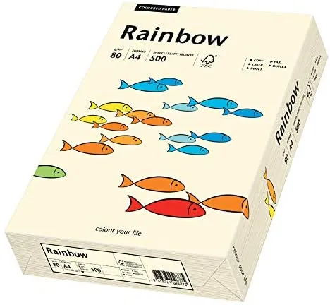 Prece Krāsains papīrs A4 Rainbow 80g, 500lp, Nr.03 creme Attēls
