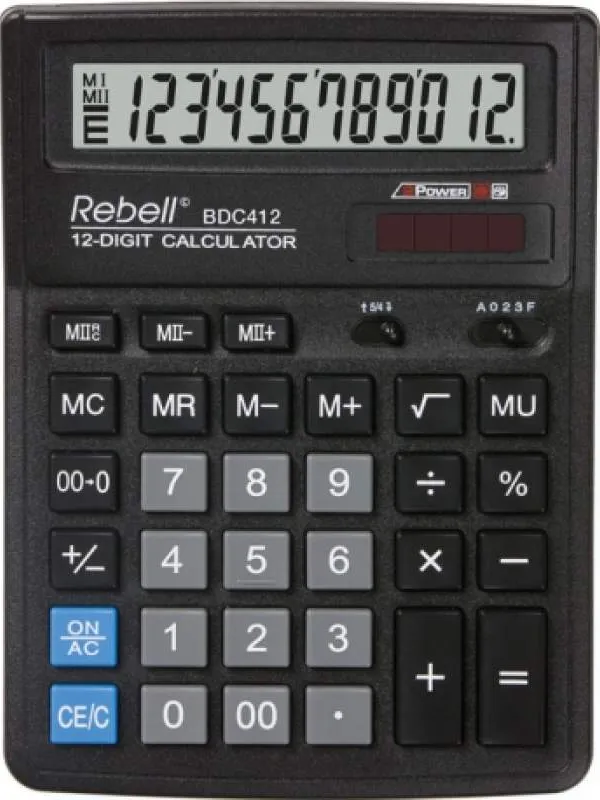 Prece Kalkulators 12 ciparu displejs BDC412 Rebell Attēls
